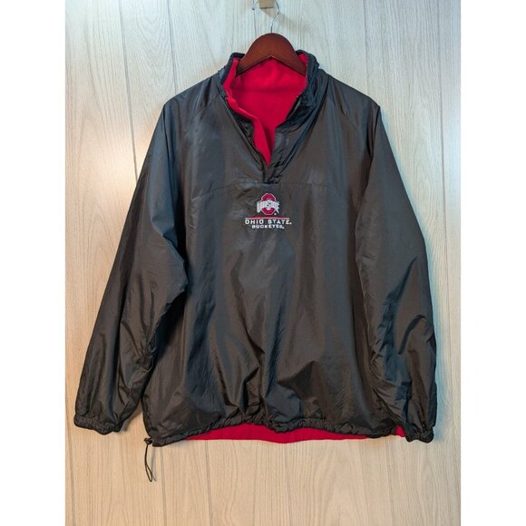 Vintage Ohio State Buckeyes Pro Player Reversible Jacket Mens Large Black 1/4 - Picture 1 of 11